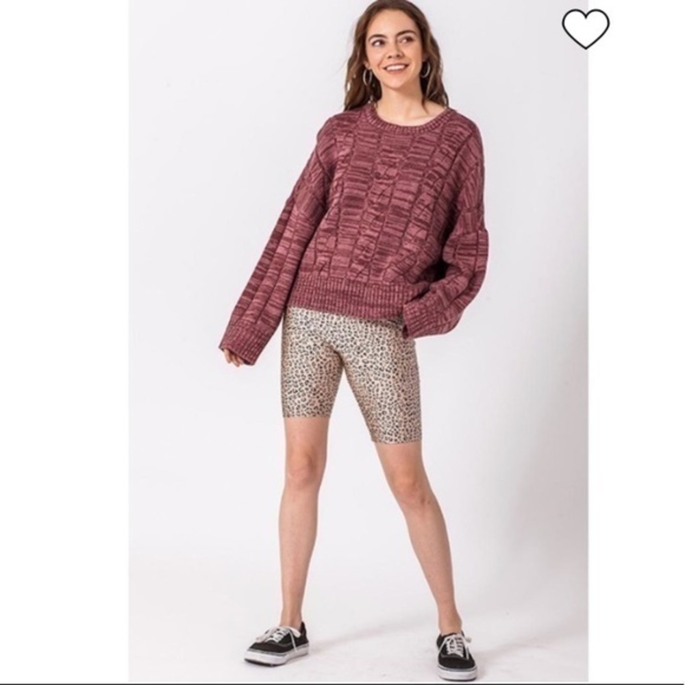 DOUBLE ZERO oversized cable knit pink sweater -S